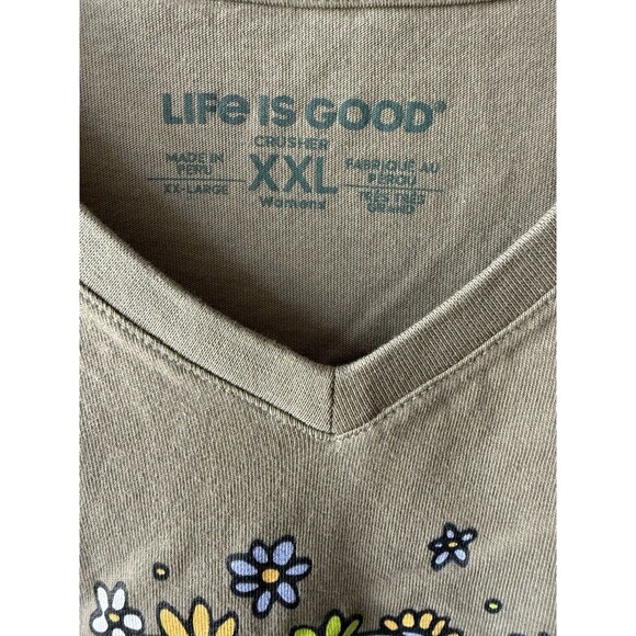 Life Is Good Women's Green V-Neck Short Sleeve Tee T-Shirt XXL Be Kind - Picture 2 of 4